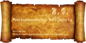 Mattyasovszky Vászoly névjegykártya